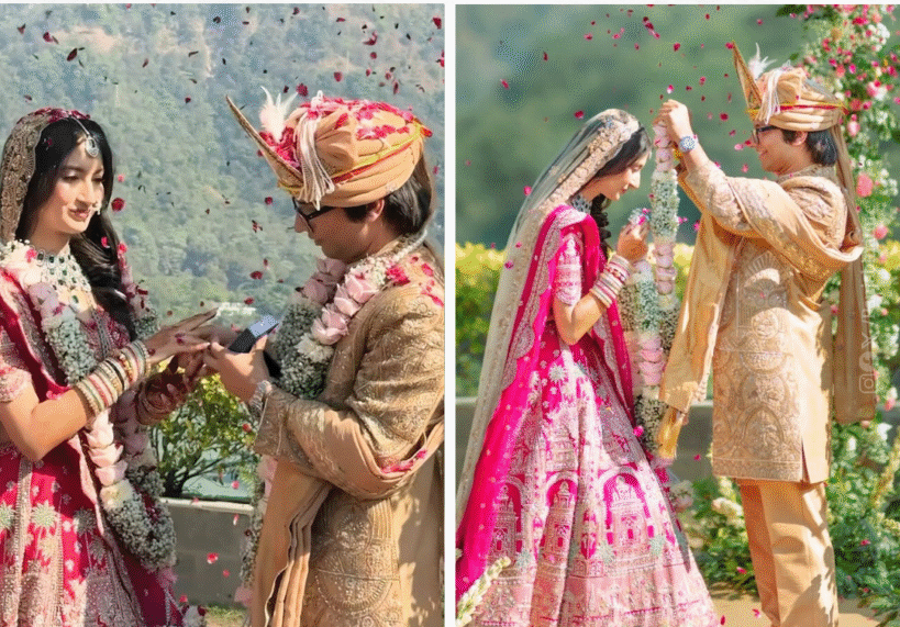 YouTuber Sourav Joshi confirms wedding with Avantika Bhatt, sharing stunning photos of their “pavitra bandhan Ganga kinare” that have fans thrilled.
